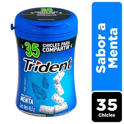 Chicle TRIDENT Botella Sin Azúcar sabor Menta Envase 35un