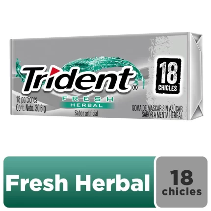 Chicle TRIDENT Sin Azúcar sabor Menta Herbal Envase 18un