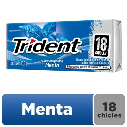Chicle TRIDENT Sin Azúcar sabor Menta Envase 18un