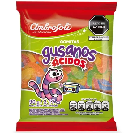 Gomitas AMBROSOLI Gusanos Ácidos Bolsa 90g