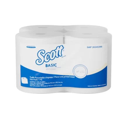 Papel Toalla Scott Precortada X 4 Rollos de 200 MTS