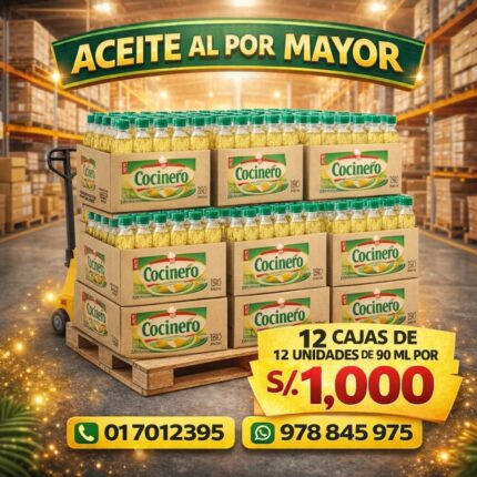 Aceite cocinero x12 cajas de 12und 900 Ml